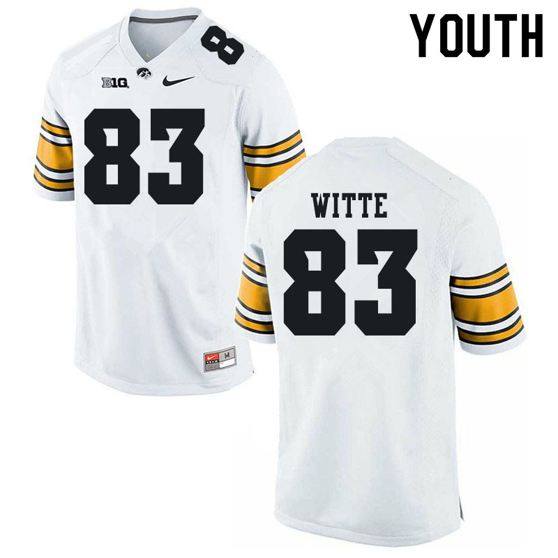 Youth #83 Jamison Witte Iowa Hawkeyes College Football Jerseys Sale-White - Click Image to Close